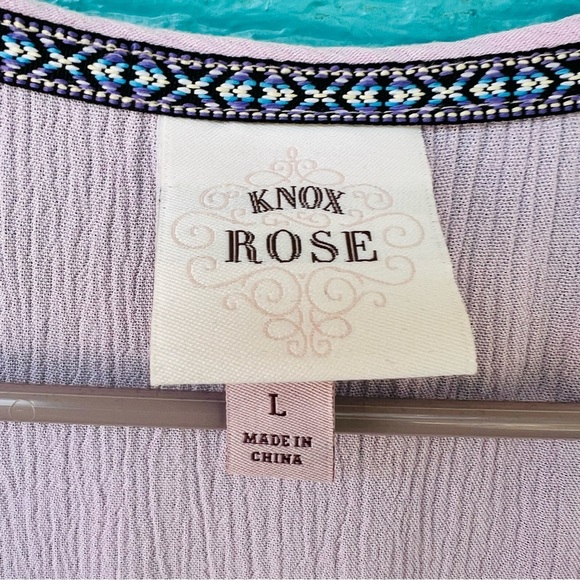 Flutter Short Sleeve Embroidered BOHO EMPIRE WAIST Dress MAUVE DUSTY PINK LARGE - Picture 3 of 11